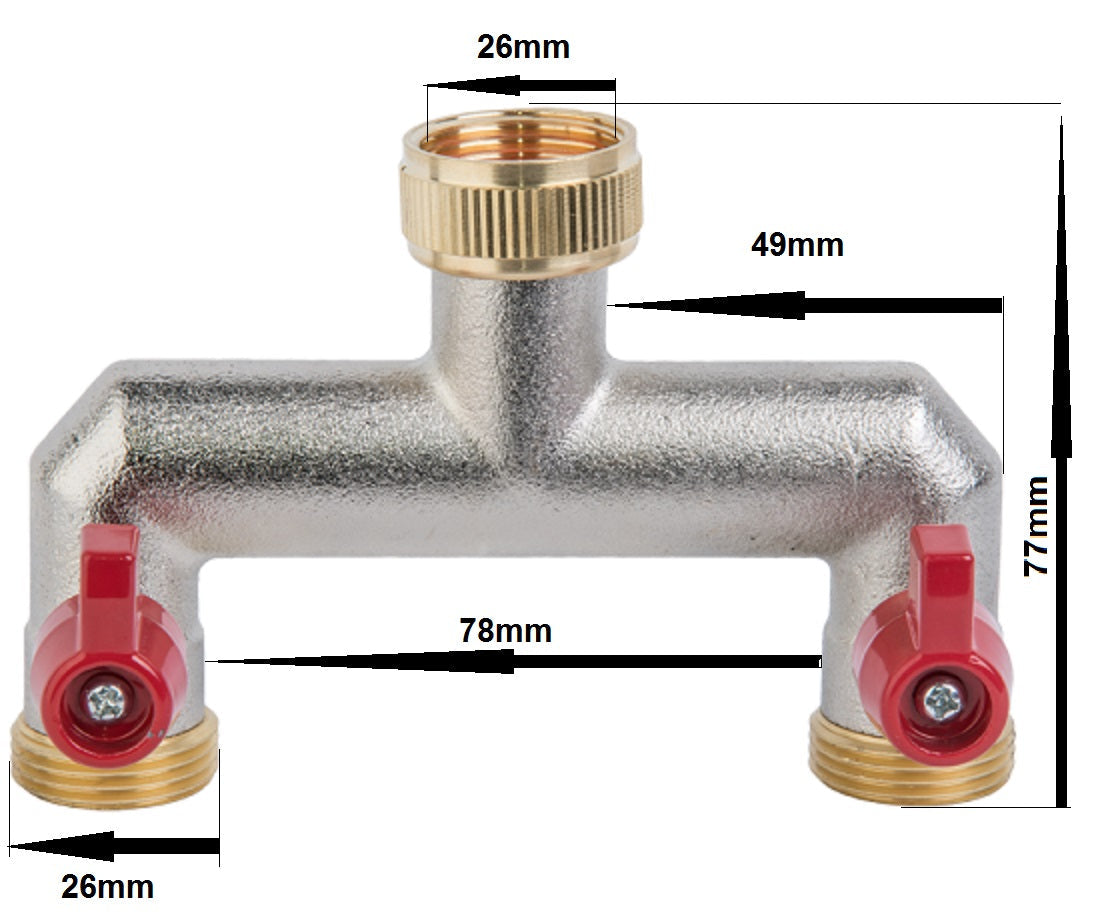3/4" BSP Brass Dual Tap Splitter