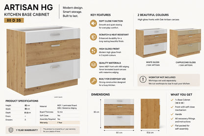 ARTISAN Modular Kitchen – White Gloss or Cappuccino Gloss