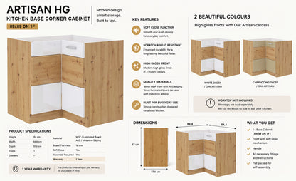 ARTISAN Modular Kitchen – White Gloss or Cappuccino Gloss