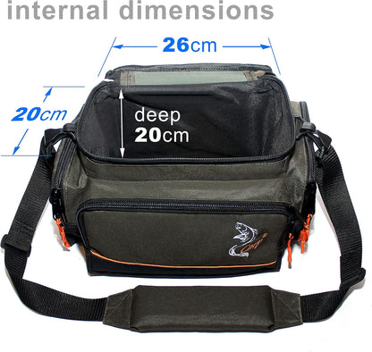 Fishing Tackle Bag Large Waterproof Carryall Carp Feeder Lure Storage - 600D