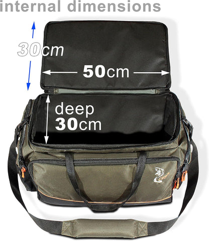 Fishing Tackle Bag Large Waterproof Carryall Carp Feeder Lure Storage - 600D