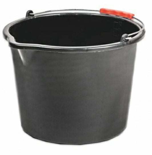 Durable 20L Black Plastic Bucket