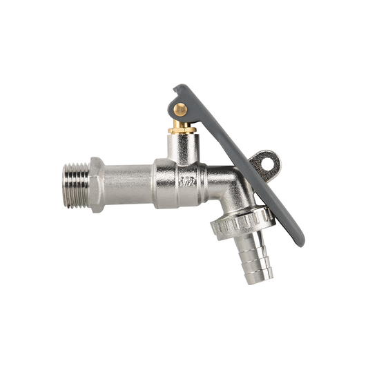 Brass Lever Hose Tap ½" BSP Male Thread with Barb Outlet and Locking Handle
