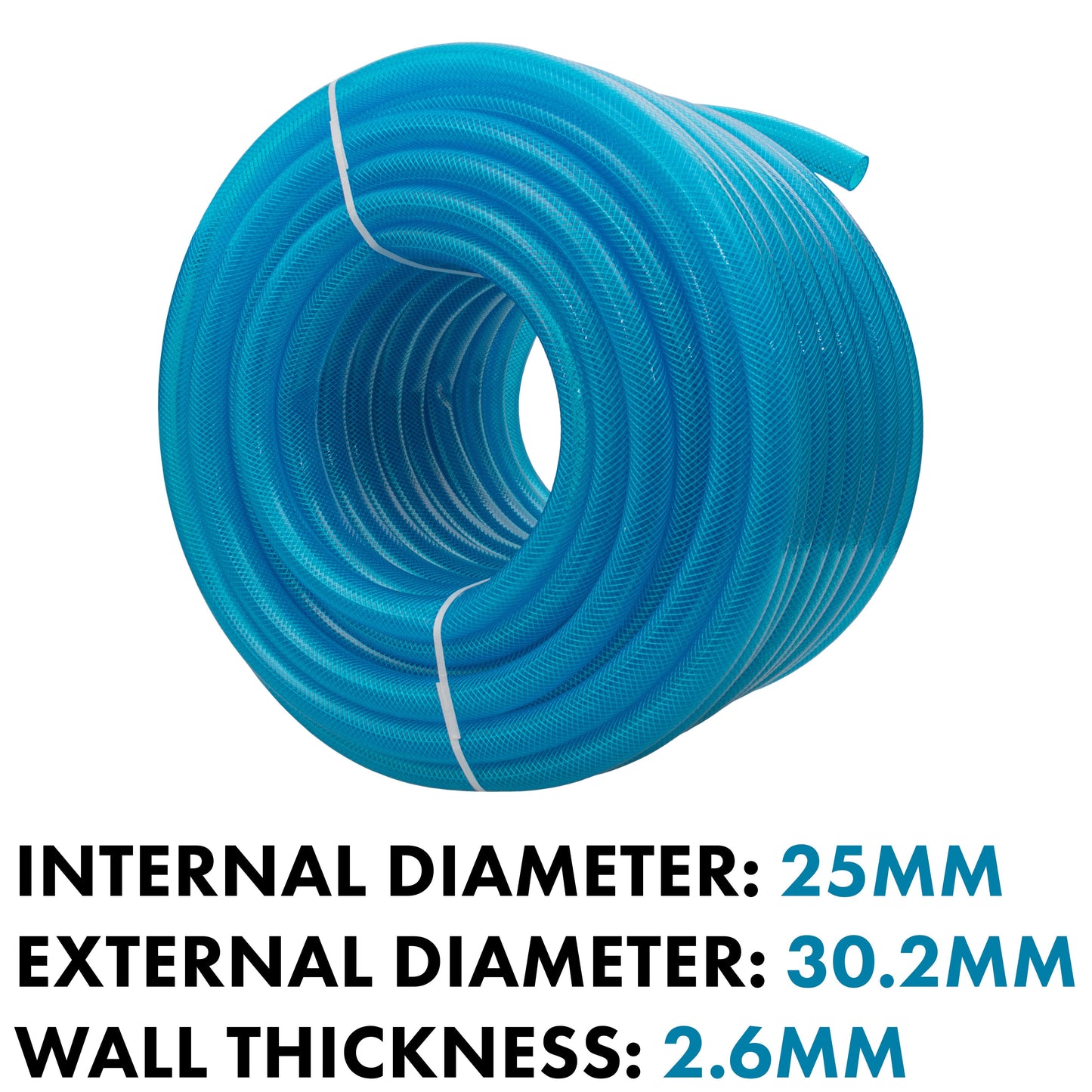 Blue Transparent Braided Fuel Hose PVC 25mm x 2.6mm