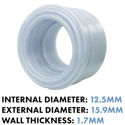 Transparent Reinforced PVC Hose 12.5mm x 1.7mm