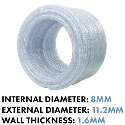 Transparent Reinforced PVC Hose Pipe – 8 mm × 1.6 mm