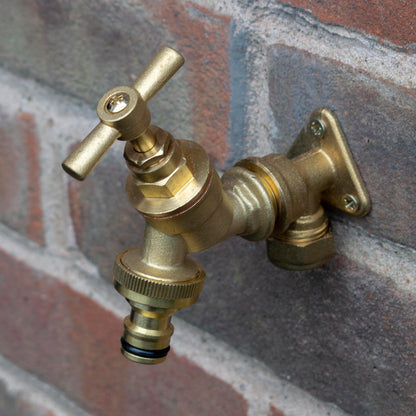 15mm Brass Wall Flange Kit with Brass Quick-Connect Faucet