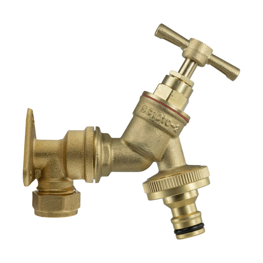 22mm Brass Wall Flange Kit with Brass Quick-Release Tap