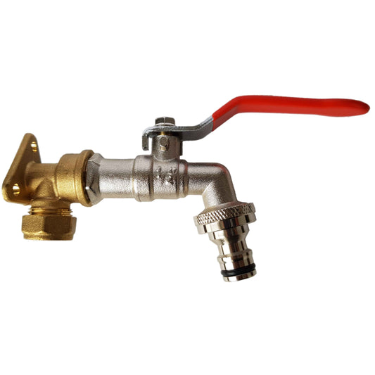 15mm Brass Wall Flange Kit with Quick Connect Lever Faucet