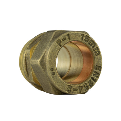 Brass Compression Straight Fitting 15mm x 1/2" BSP Male
