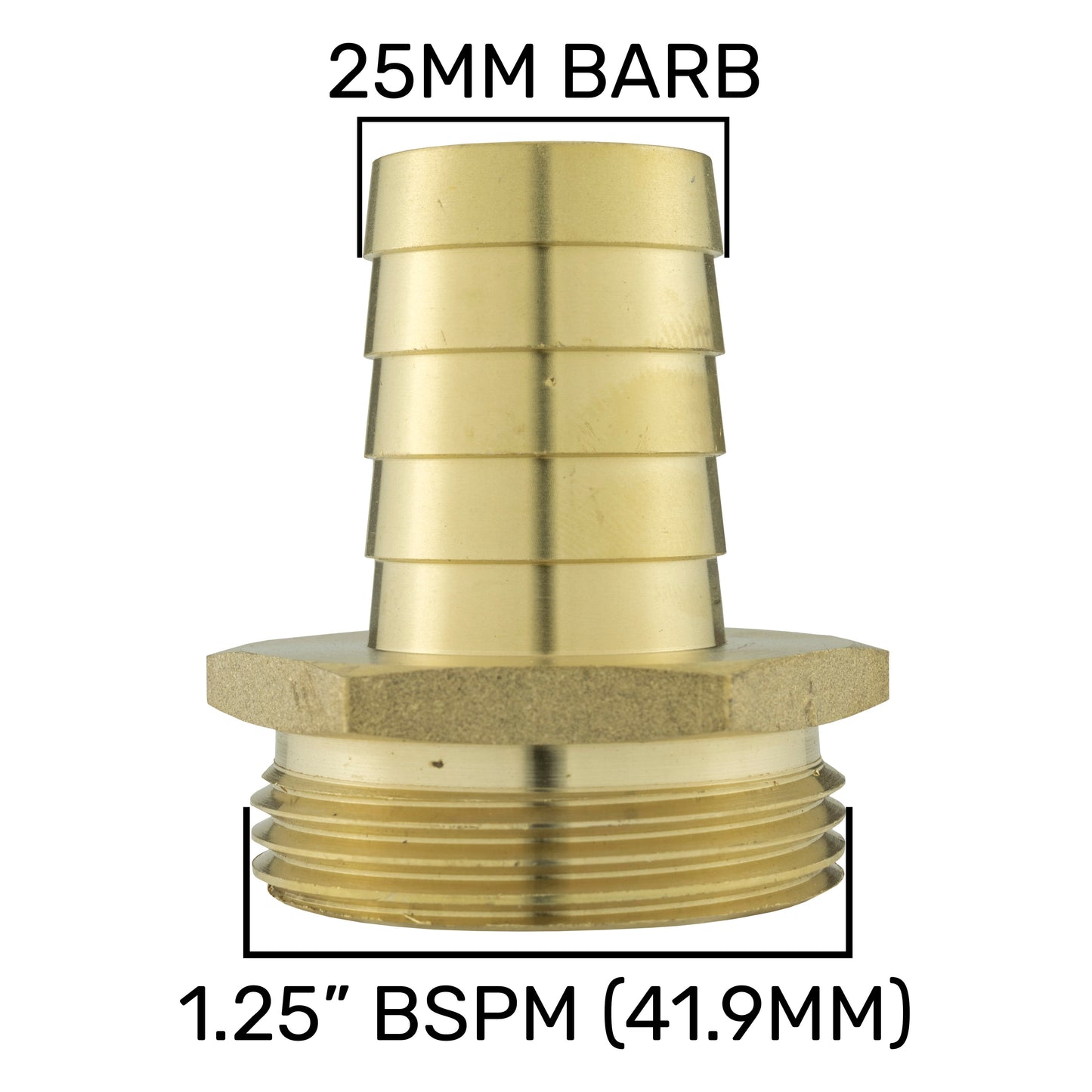 25mm Brass Hose Connector with 1.25" BSP Male Thread
