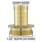 25mm Brass Hose Connector with 1.25" BSP Male Thread