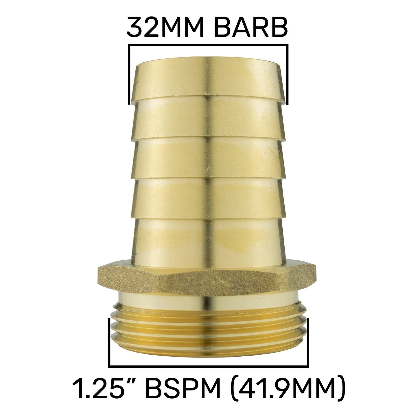 Brass Hose to Male Thread Adapter 32mm – 1.25" BSPM