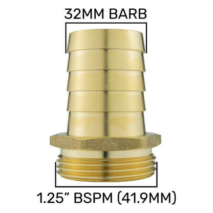 Brass Hose to Male Thread Adapter 32mm – 1.25" BSPM