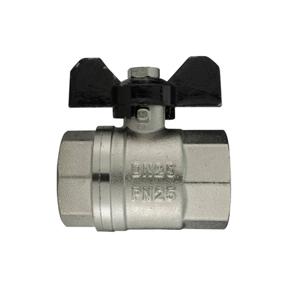 Nickel-Plated Brass Butterfly Valve 1" BSP Female