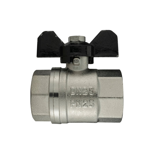 Nickel-Plated Brass Butterfly Valve 1" BSP Female