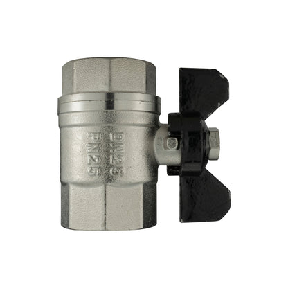 Nickel-Plated Brass Butterfly Valve 1" BSP Female