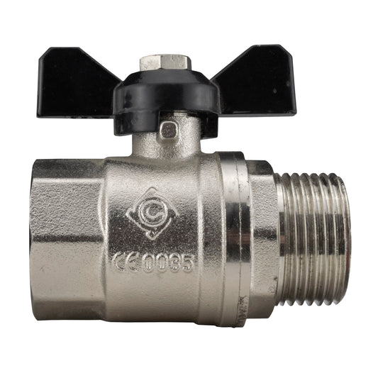 Nickel-Plated Zinc Butterfly Valve 3/4" BSP Female