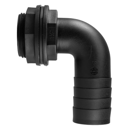 90° Tank Fitting with Washer and Nut — 1" BSP Male to 1" Barbed