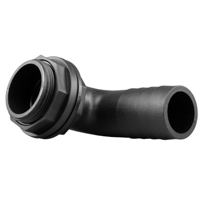 90° Tank Fitting with Washer and Nut — 1" BSP Male to 1" Barbed