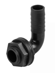 90° Tank Fitting with Washer and Nut — 2" BSP Male to 2" Barbed