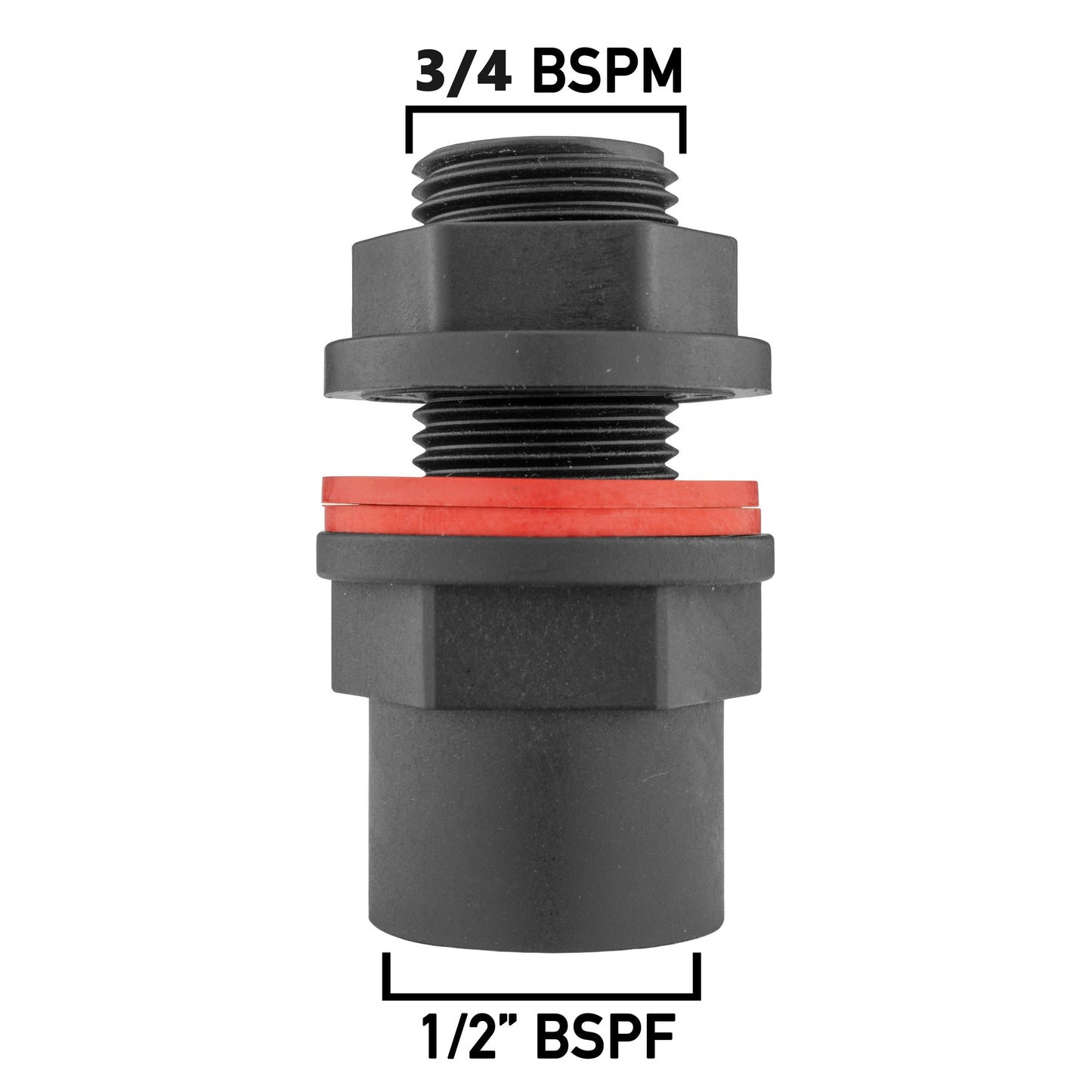 Water Butt Connector with 3/4" BSP Male and 1/2" BSP Female Threads