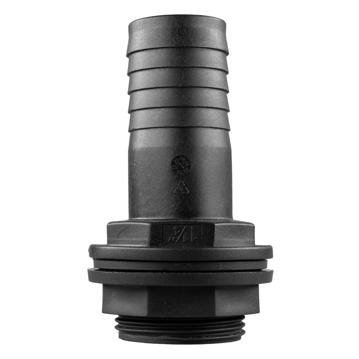 1" BSPM Tank Connector with Washer, Nut & 1" Barb – Includes Drill Bit