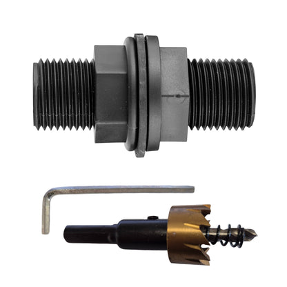 Tank Inlet Connector Set with 1/2" BSPM Thread, Washer and Drill Bit