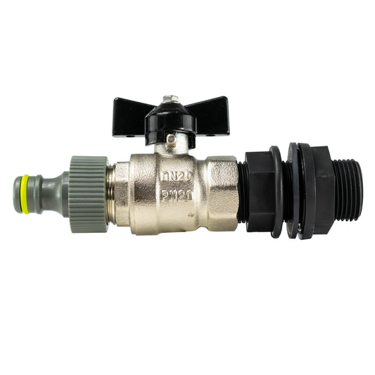 1/2’’ BSP Water Butt Tap Set with Durable Metal Valve and Quick-Fit Connector