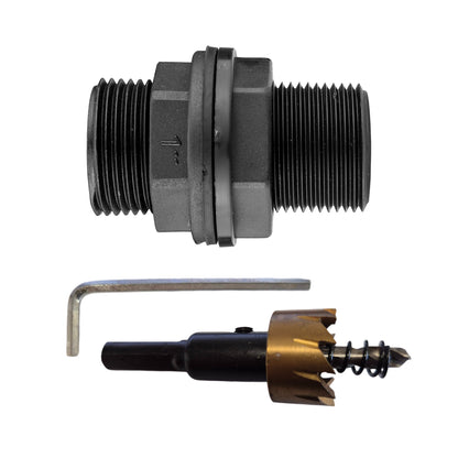 Tank Inlet Connector Set with 1" BSPM Thread, Washer and Drill Bit