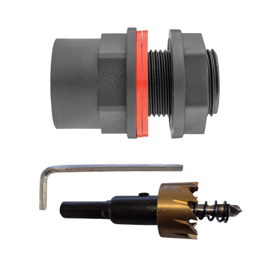 3/4" BSP Water Butt Connector Male with Female Outlet – Includes Drill Bit