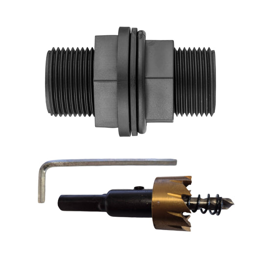 Tank Inlet Connector Set with 3/4" BSPM Thread, Washer and Drill Bit