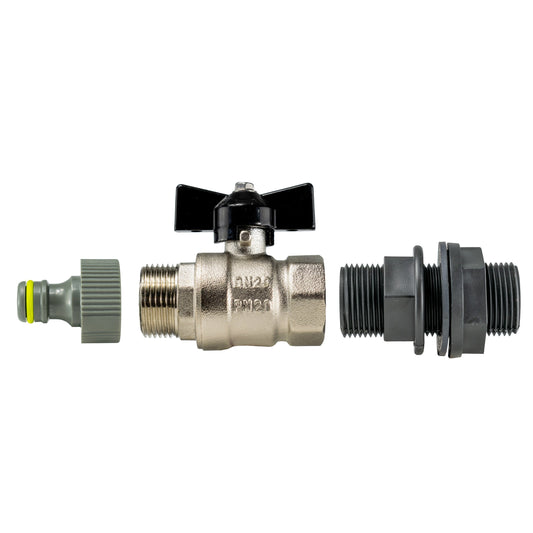 3/4’’ BSP Water Butt Tap Set with Durable Metal Valve and Quick-Fit Connector