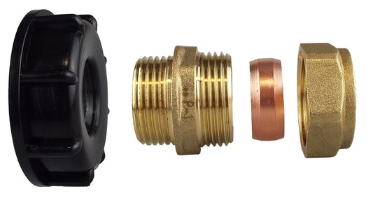 IBC 2” S60X6 Lid with 28mm Brass Compression Fitting and 1” BSP