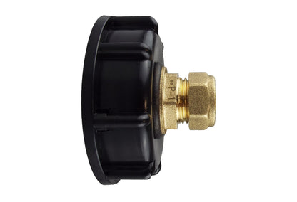 IBC 2” S60X6 Lid with ½” BSP to 15mm Brass Straight Compression Fitting