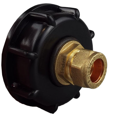 IBC 2” S60X6 Lid with ½” BSP to 15mm Brass Straight Compression Fitting