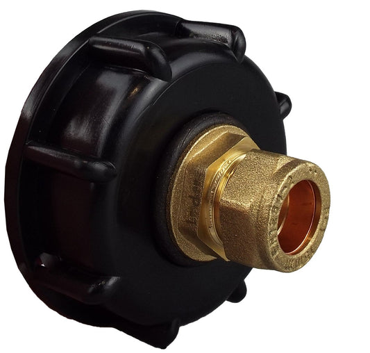 IBC 2” S60X6 Lid with ½” BSP to 15mm Brass Straight Compression Fitting