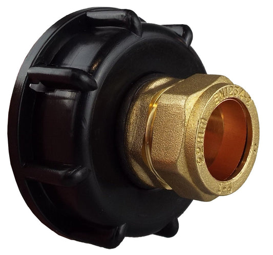 IBC 2” S60X6 Lid with Brass Straight Compression Fitting – ¾” BSP and 22mm