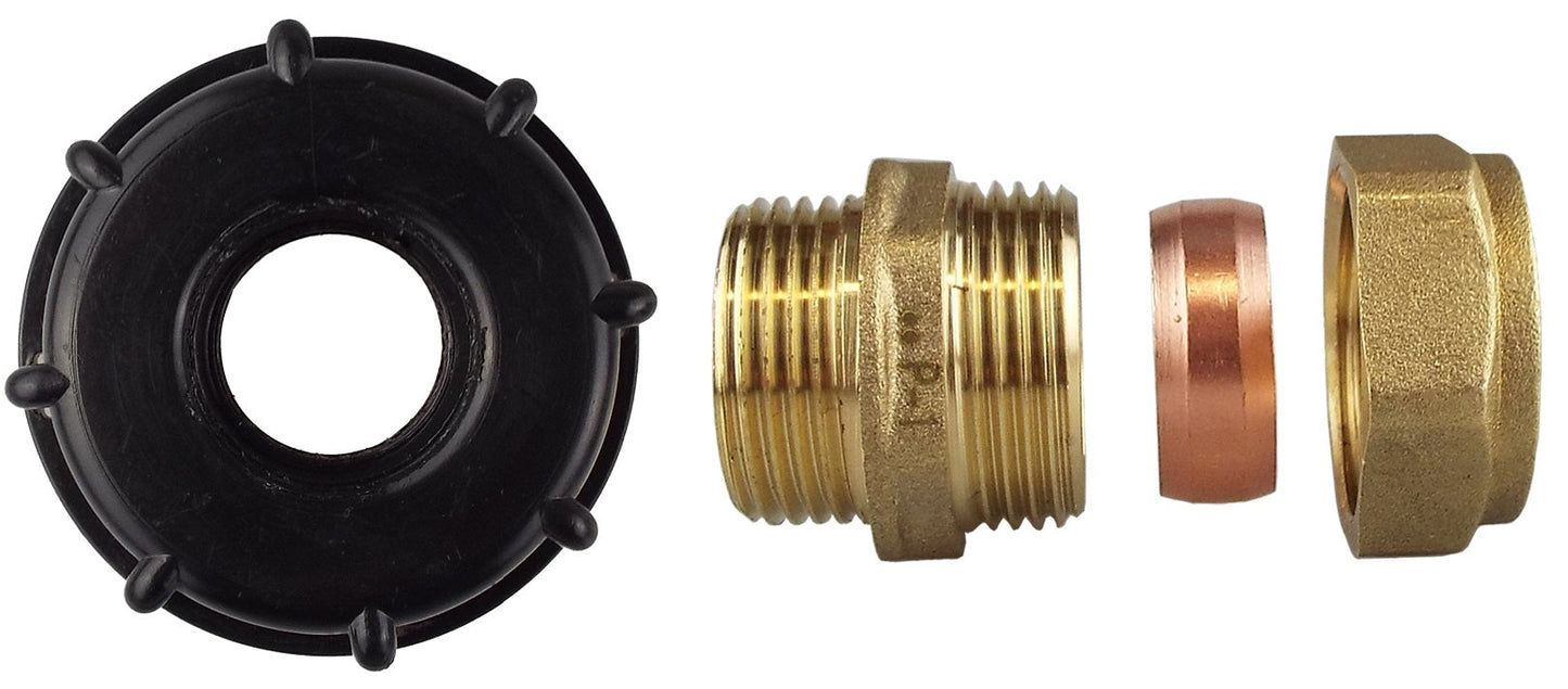 IBC 2” S60X6 Lid with 28mm Brass Compression Fitting and 1” BSP