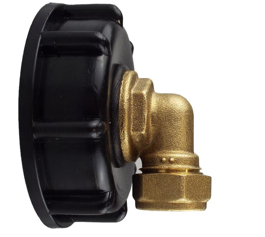 IBC 2” S60X6 Lid with ¾” BSP to 15mm Brass Compression Elbow Fitting