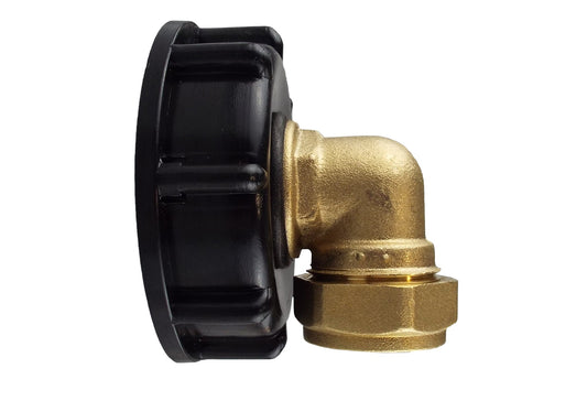 IBC 2” S60X6 Lid with 22mm Brass Compression Elbow and ¾” BSP