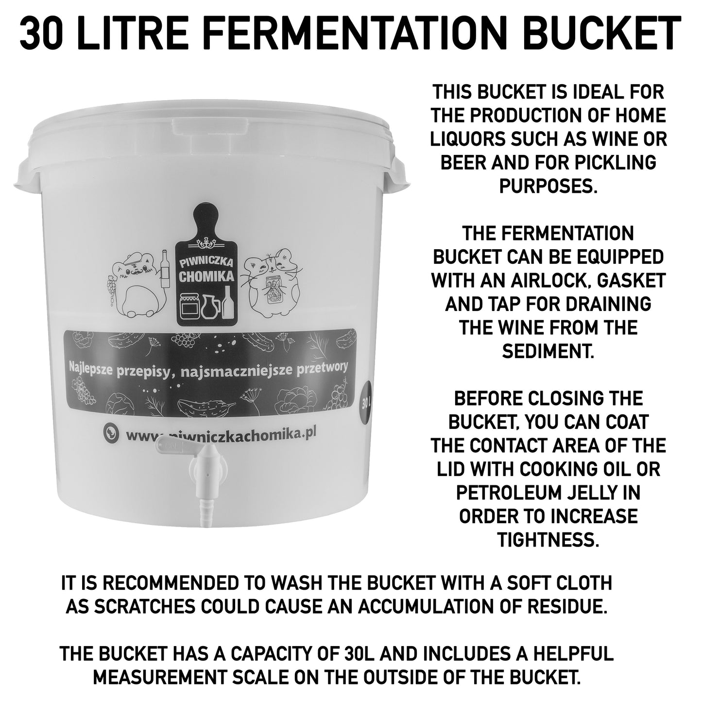30L Homebrew Fermentation Bucket with Tap