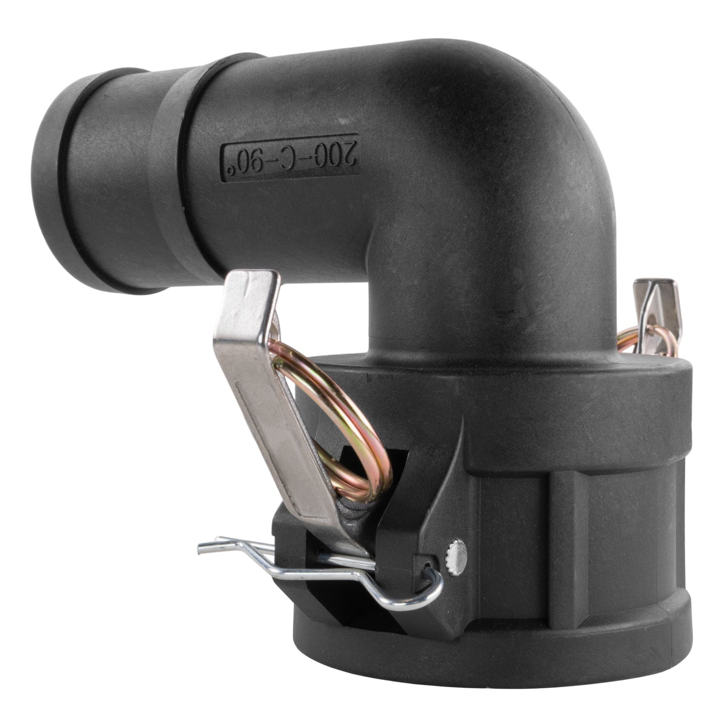 90° Female Camlock Elbow with 1" Barb