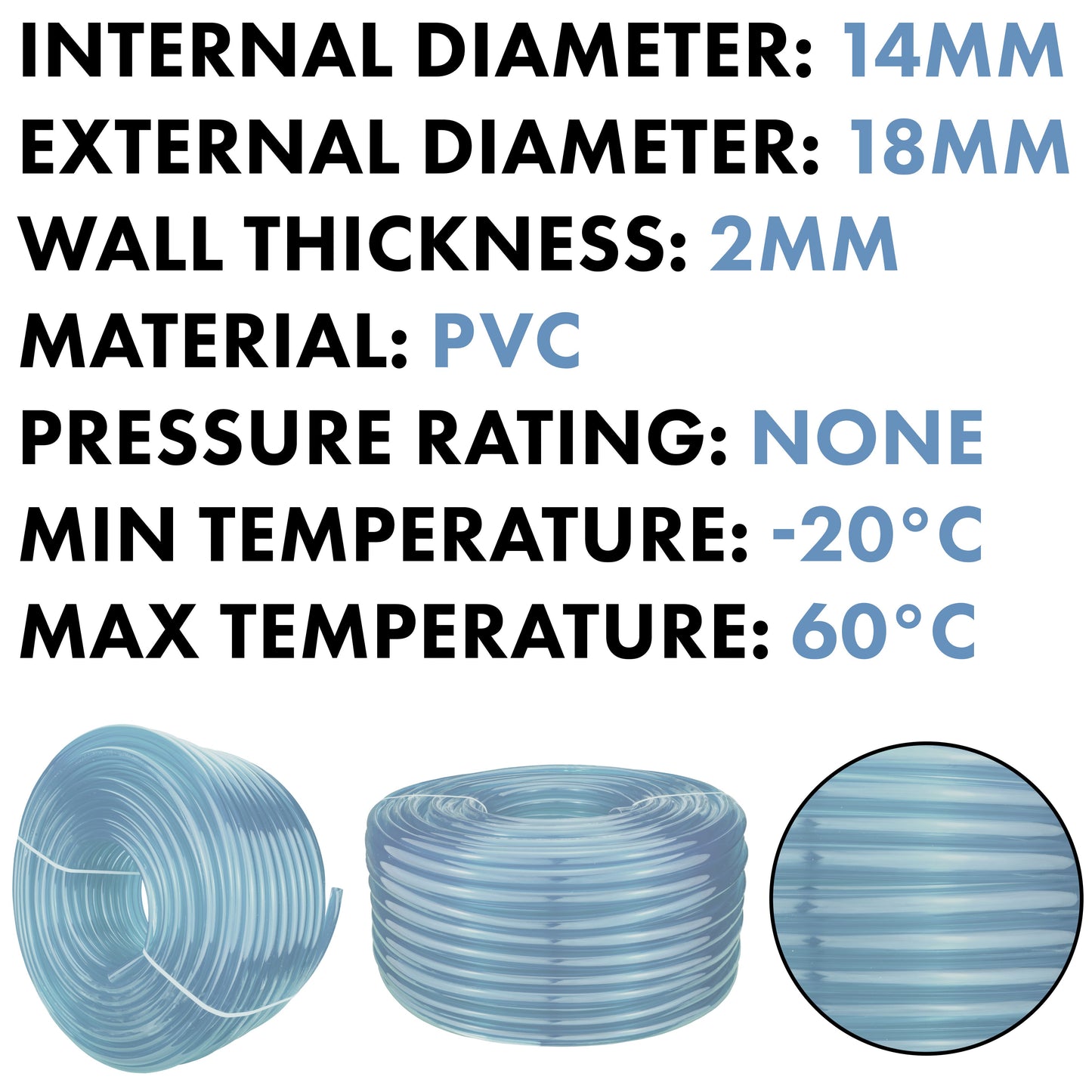 Transparent Flexible PVC Hose – 14mm x 18mm