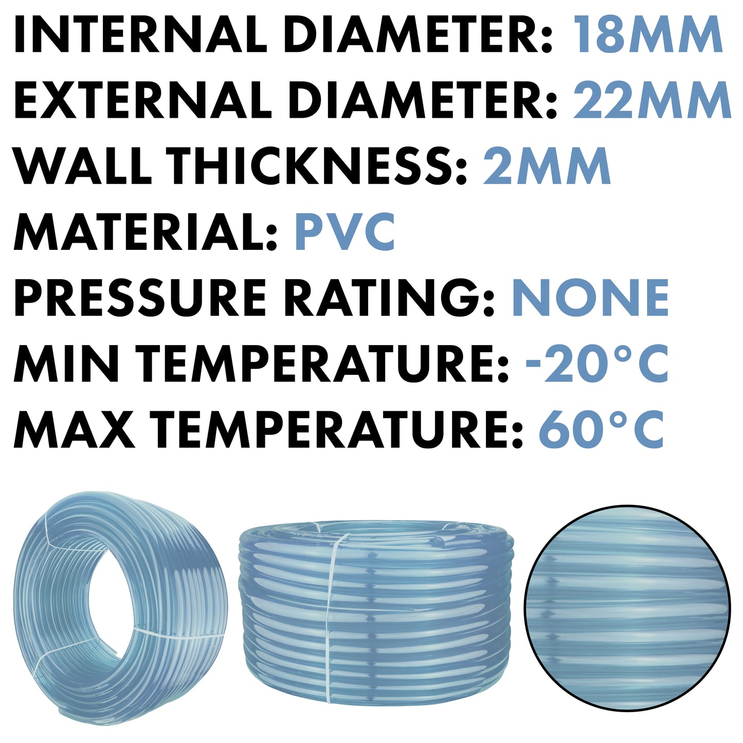 Clear Flexible PVC Tubing – 18mm x 22mm
