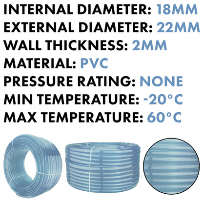 Clear Flexible PVC Tubing – 18mm x 22mm