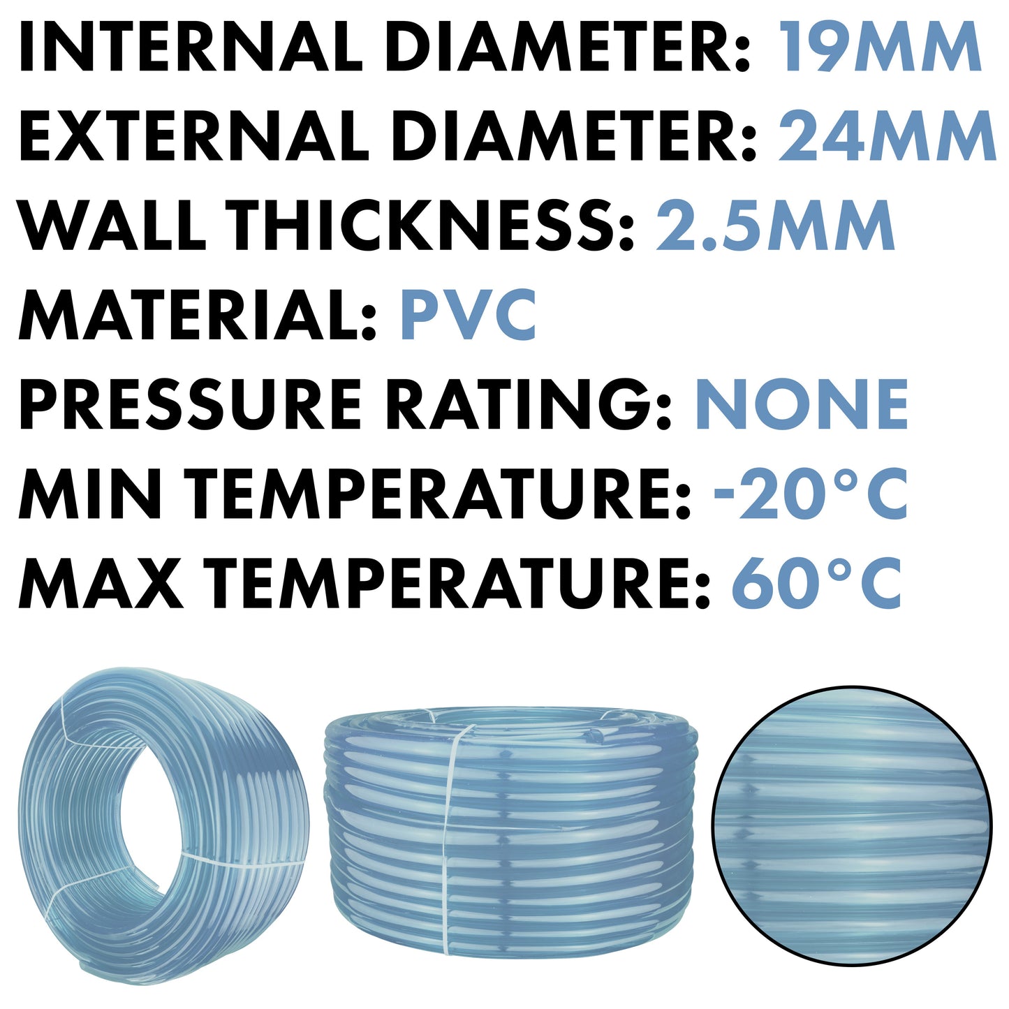 Transparent PVC Tubing – 19mm x 24mm