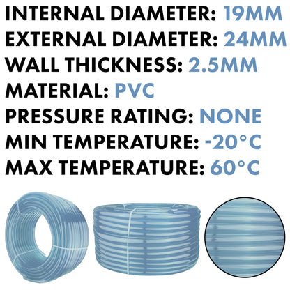 Transparent PVC Tubing – 19mm x 24mm