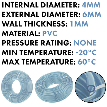 Transparent Flexible PVC Hose – 4mm x 6mm