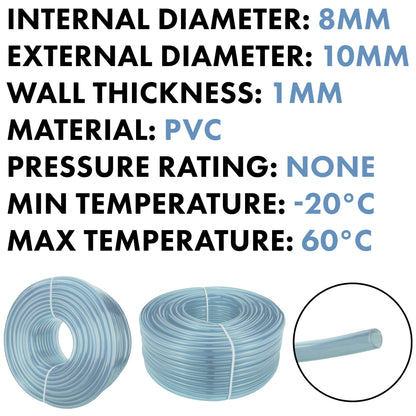 Transparent Flexible PVC Hose – 8mm x 10mm